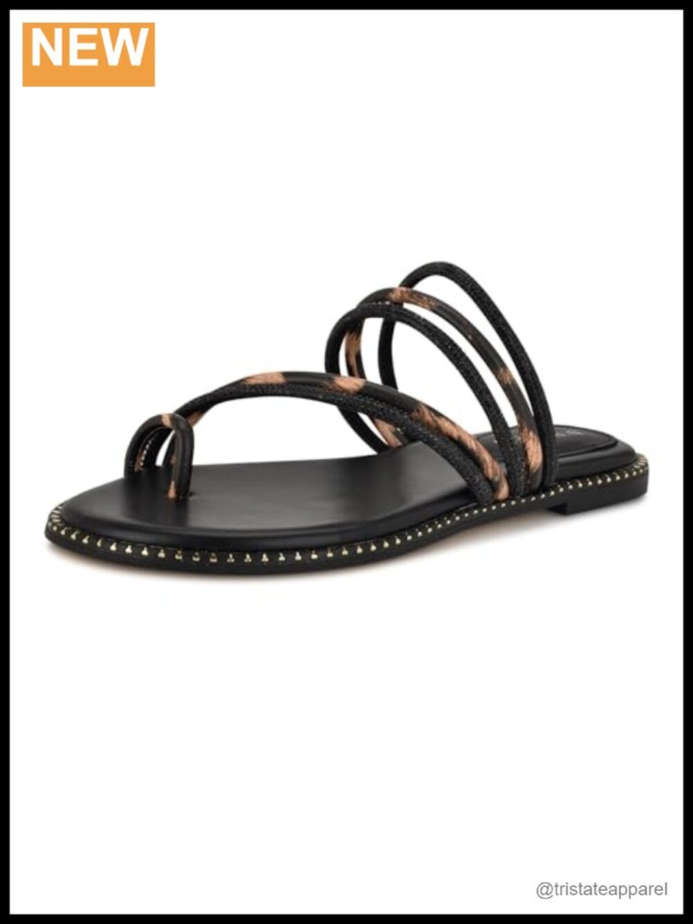 Nine West Dashin Strappy Slide Sandals Faux Suede Casual Toe Ring